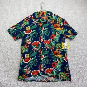 Spongebob SquarePants Hawaiian Fruits Funky Floral AOP Shirt MenSz M Button Up